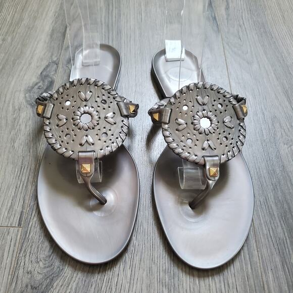 Jack Rogers Shoes Womens Size 8 Jelly Sandals Medallion Thong Slip On Studded - Picture 1 of 8